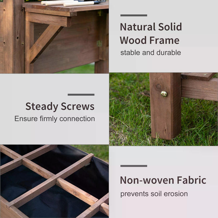 Wooden Plant Stand and Planter - Elevated Outdoor Raised Garden Bed with Lower Shelf - Ideal for Flowers and Herb Cultivation, 123x54x74 cm