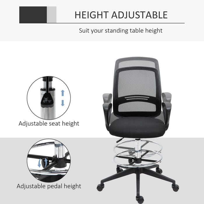 Ergonomic Mesh Drafting Chair - Tall, Adjustable-Height Office Seat with Footrest & 360° Swivel - Ideal for Architects and Artists