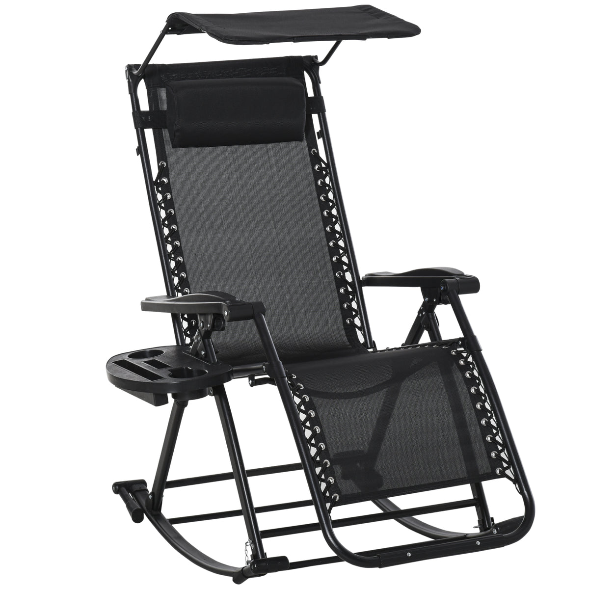 Black Zero-Gravity Rocking Chair - Outdoor Garden Recliner — Shopsta UK