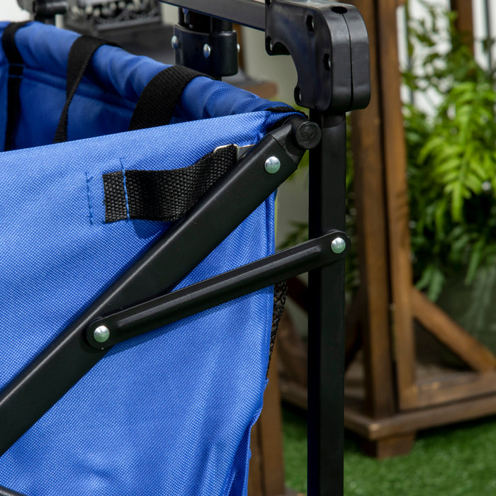 Beachcomber MacSports Wagon - Collapsible 4-Wheel Trolley with Overhead Canopy and Pull Handle - Convenient Camping and Beach Transport Cart, Blue