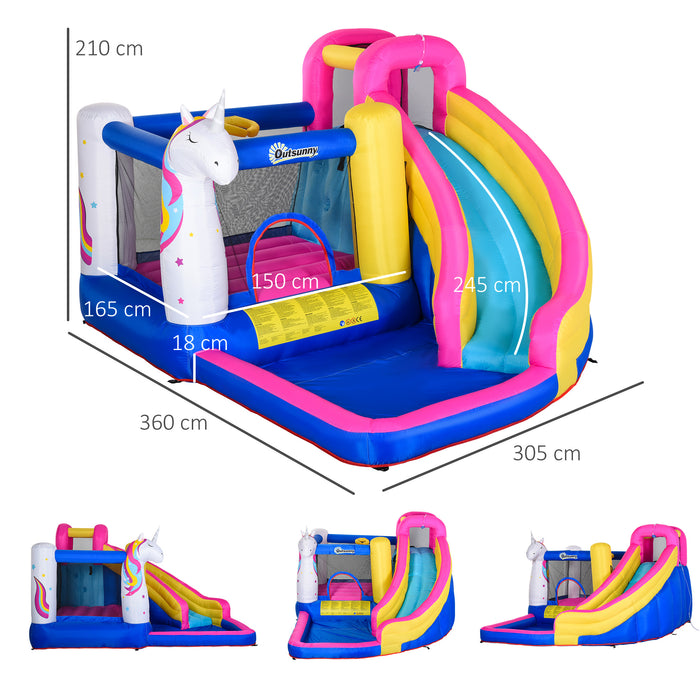 5 in 1 Bouncy Castle with Blower - Inflatable Playhouse for Kids, Jumping & Slide Fun - Ideal Outdoor Entertainment for Ages 3-8