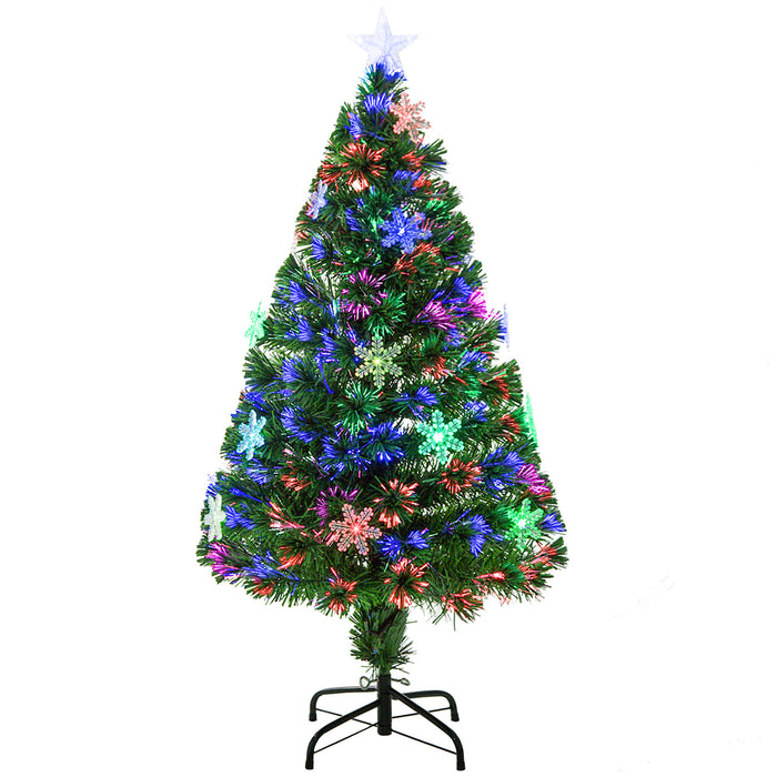 4ft Pre-Lit Artificial Christmas Tree with Snowflake Lights - 120cm Festive Green Holiday Decor - Ideal for Small Spaces & Celebrations