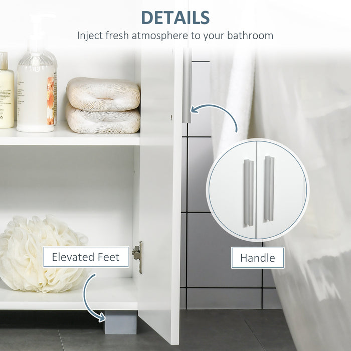 Modern Bathroom Cabinet Organizer - Free Standing Linen Cupboard with 3 Tiers of Storage - Space-Saving Solution for Bath Essentials and Towels