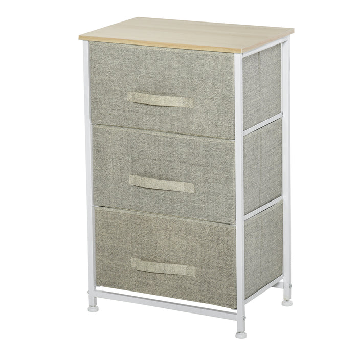 3-Tier Vertical Linen Drawer Storage Cabinet - Metal Frame Dresser Tower with Adjustable Feet - Ideal Organizer for Living Room, Bathroom, Kitchen
