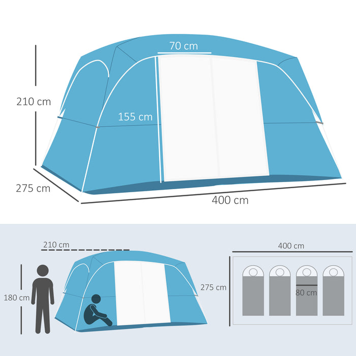Family-Size Outdoor Shelter - 4-8 Person 2-Room Camping Tent with Mesh Windows and Easy Set-Up - Ideal for Backpacking, Hiking, and Group Trips