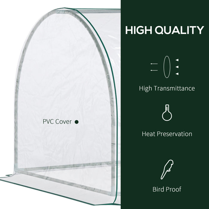 Green Grow House Tunnel Greenhouse - Robust Steel Frame with Durable Transparent PVC Cover for Garden Outdoor - Ideal for Plant Protection & Extended Growing Season, 250x100x80cm
