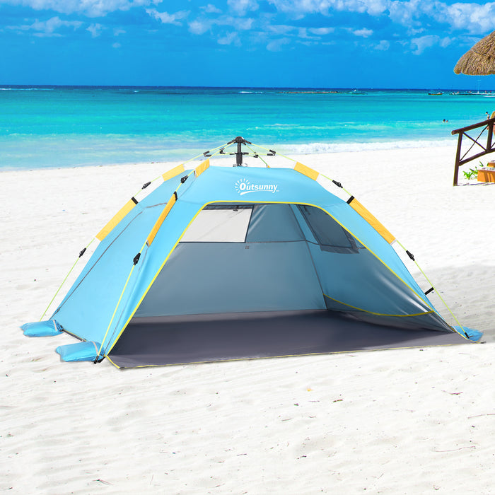 Pop-up Beach Tent for 1-2 People - Easy Setup with Dual Mesh Windows & Entryways, Dark Green - Ideal for Sun Shelter and Privacy