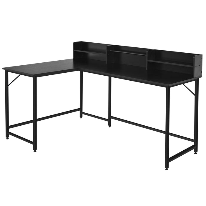 Industrial Style L-Shaped Desk - Corner Computer Workstation in Black - Ideal for Home Office and Study Spaces