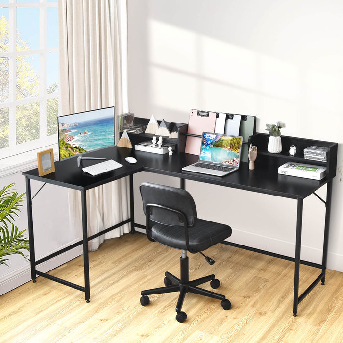 Industrial Style L-Shaped Desk - Corner Computer Workstation in Black - Ideal for Home Office and Study Spaces