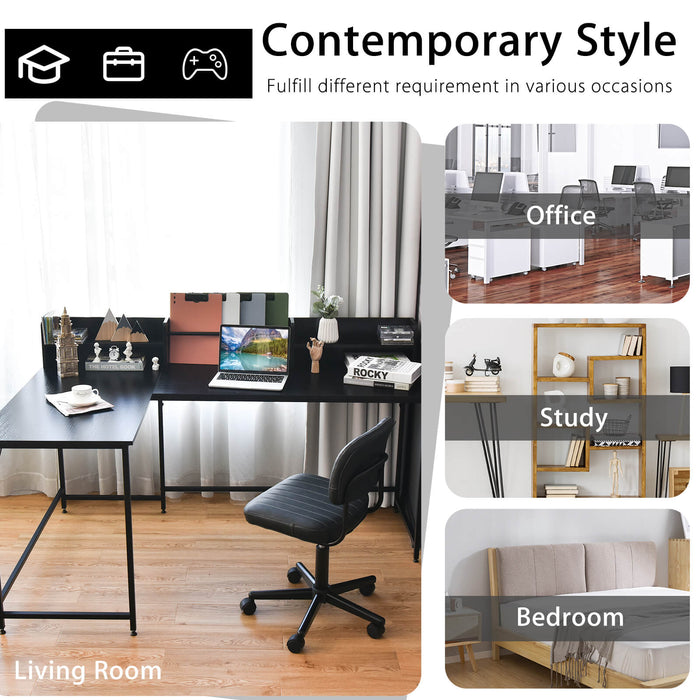 Industrial Style L-Shaped Desk - Corner Computer Workstation in Black - Ideal for Home Office and Study Spaces