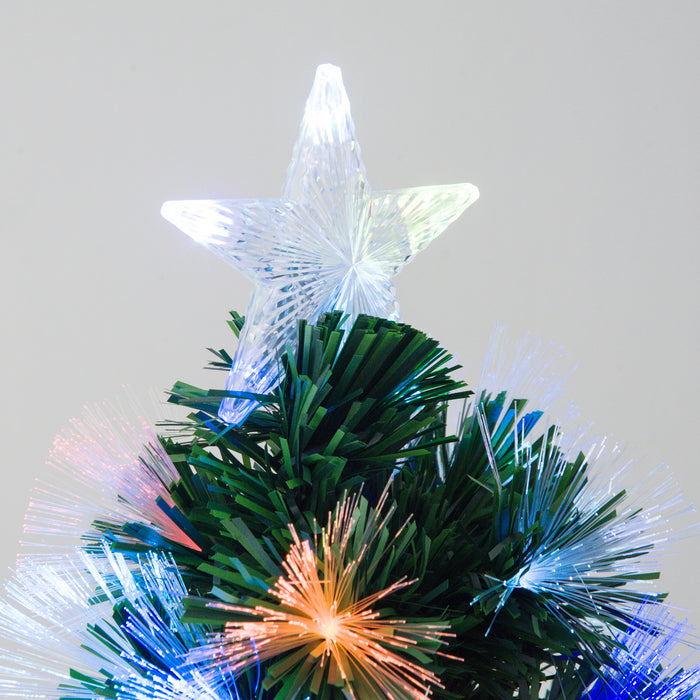 HOMCM 1.2m Fiber Optic Tree - LED Pre-Lit Christmas Decoration with Colorful Lights and Flash Mode - Festive Accent for Holiday Home Ambiance