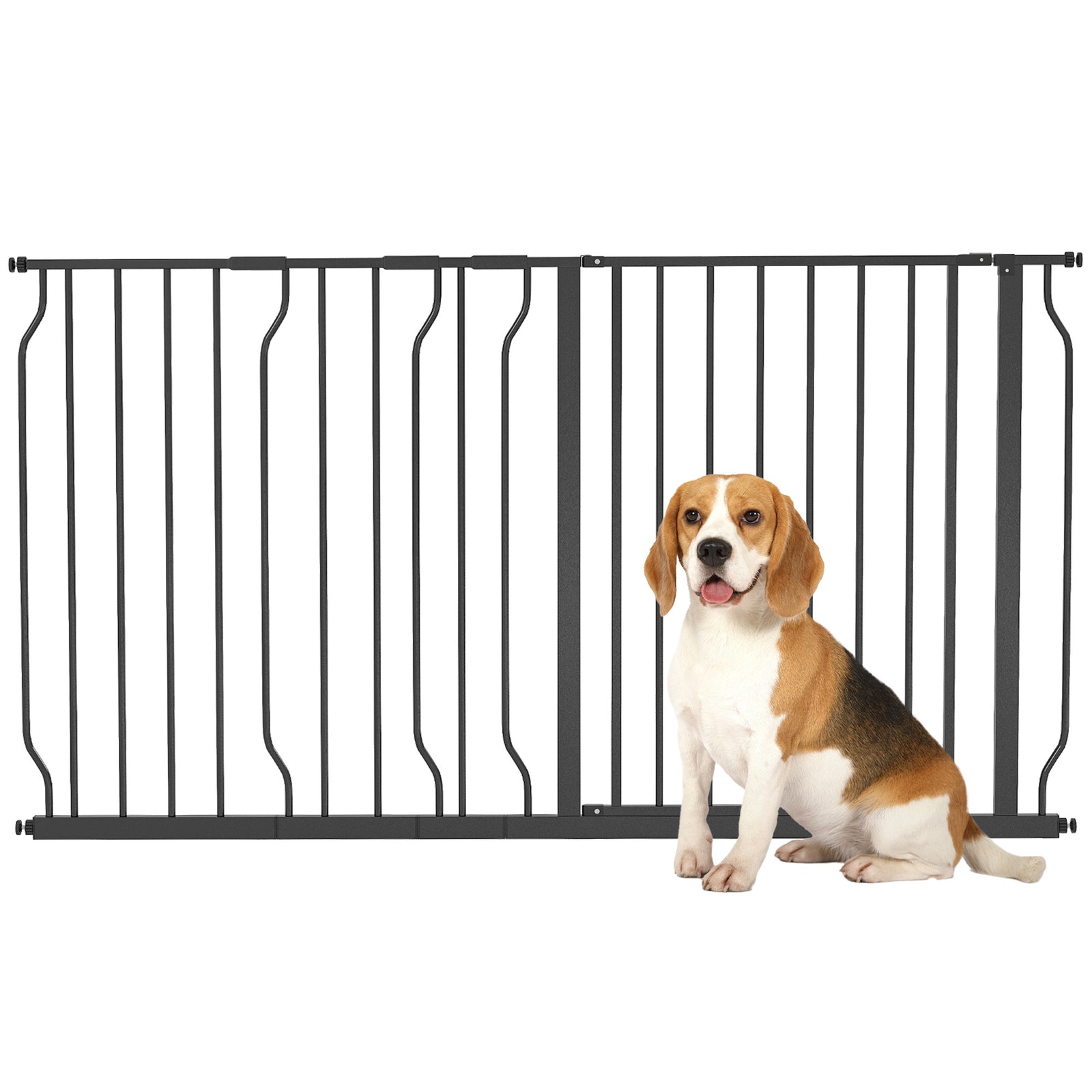 Extra Wide Adjustable Dog Gate 75-145cm - Pet Safety Stairway Barrier, Pressure Mount for Doorways and Hallways - Ideal for Keeping Pets Contained and Safe