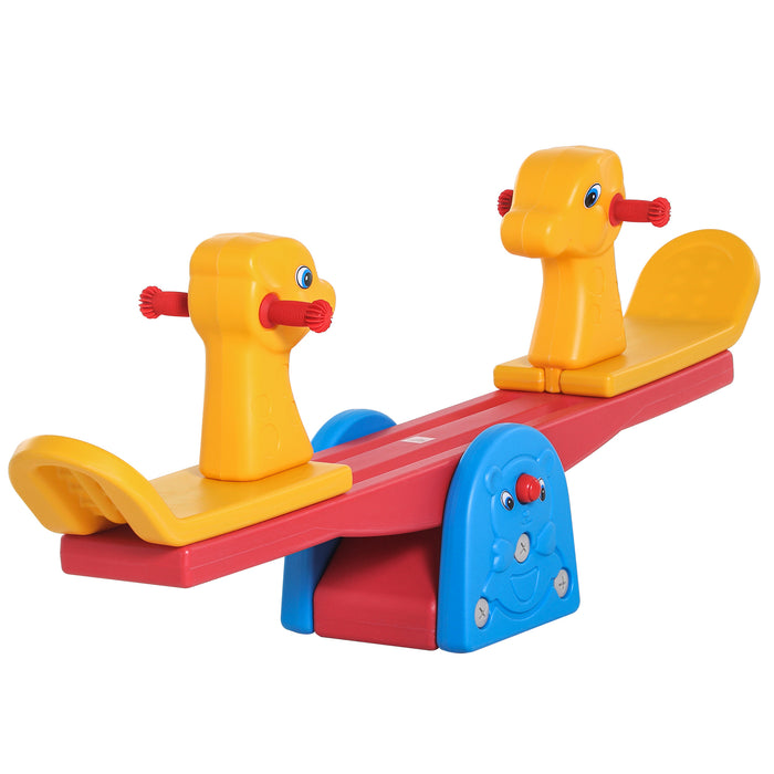 Kids Safe Teeter Totter Seesaw - 2 Seats with 360-Degree Rotation and Easy-Grip Handles - Perfect Backyard Play for Toddlers 1-4 Years Old, Multicolor