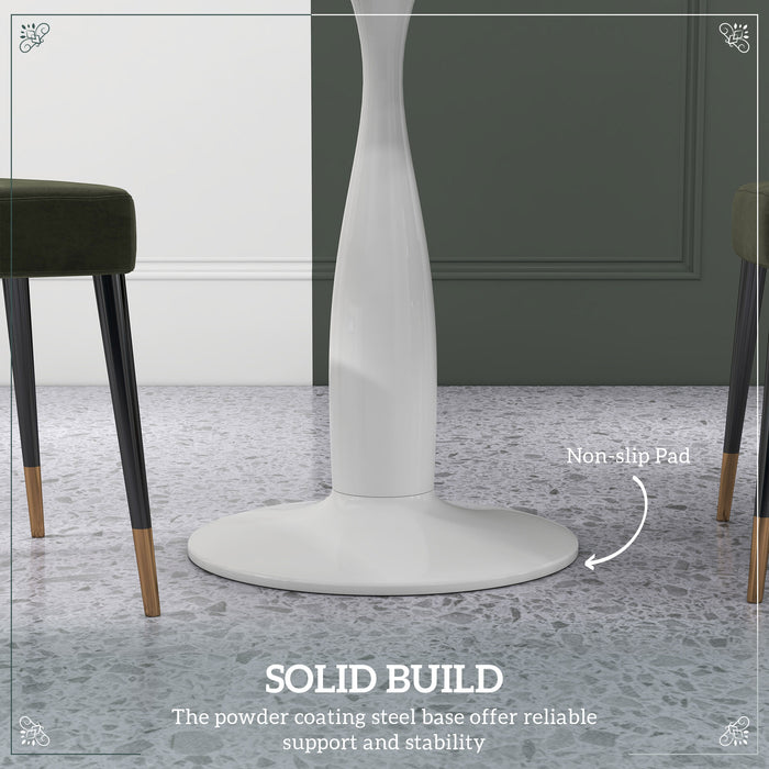 Modern Round Dining Table with Steel Base - Non-slip Foot Pad, Space-Saving Design - Ideal for Small Dining Rooms or Apartments