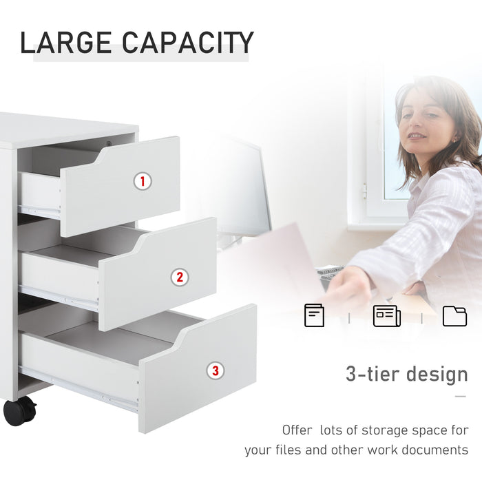 3-Drawer Mobile File Cabinet - Vertical Filing Storage on Wheels, Space-Saving Home Office Organizer - Ideal for Personal Documents & Office Supplies
