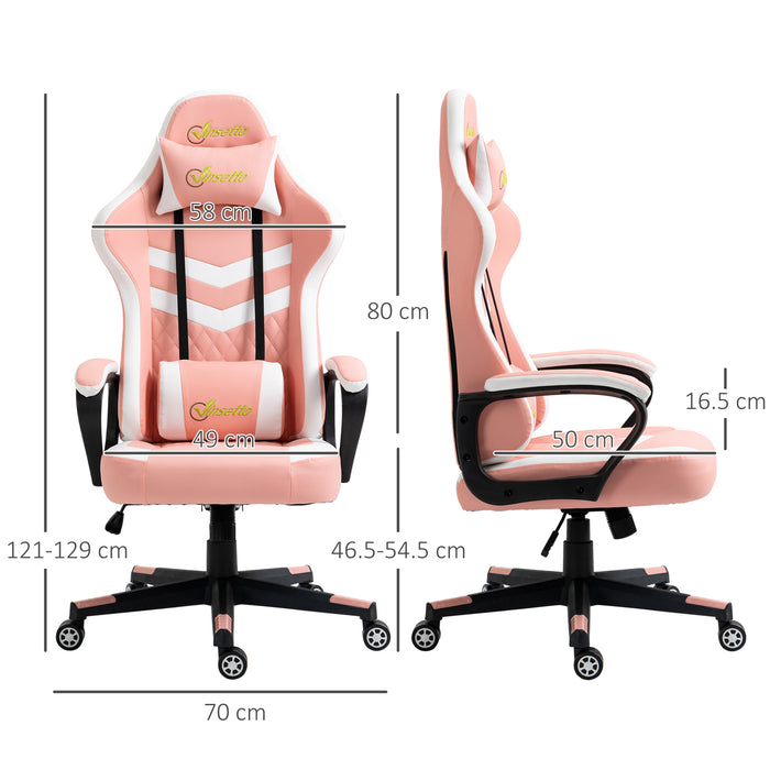 Ergonomic Racing-Style Gaming Chair - Lumbar Support, Headrest, Swivel Wheels, PVC Leather - Comfortable Home Office Seating for Gamers & Remote Workers