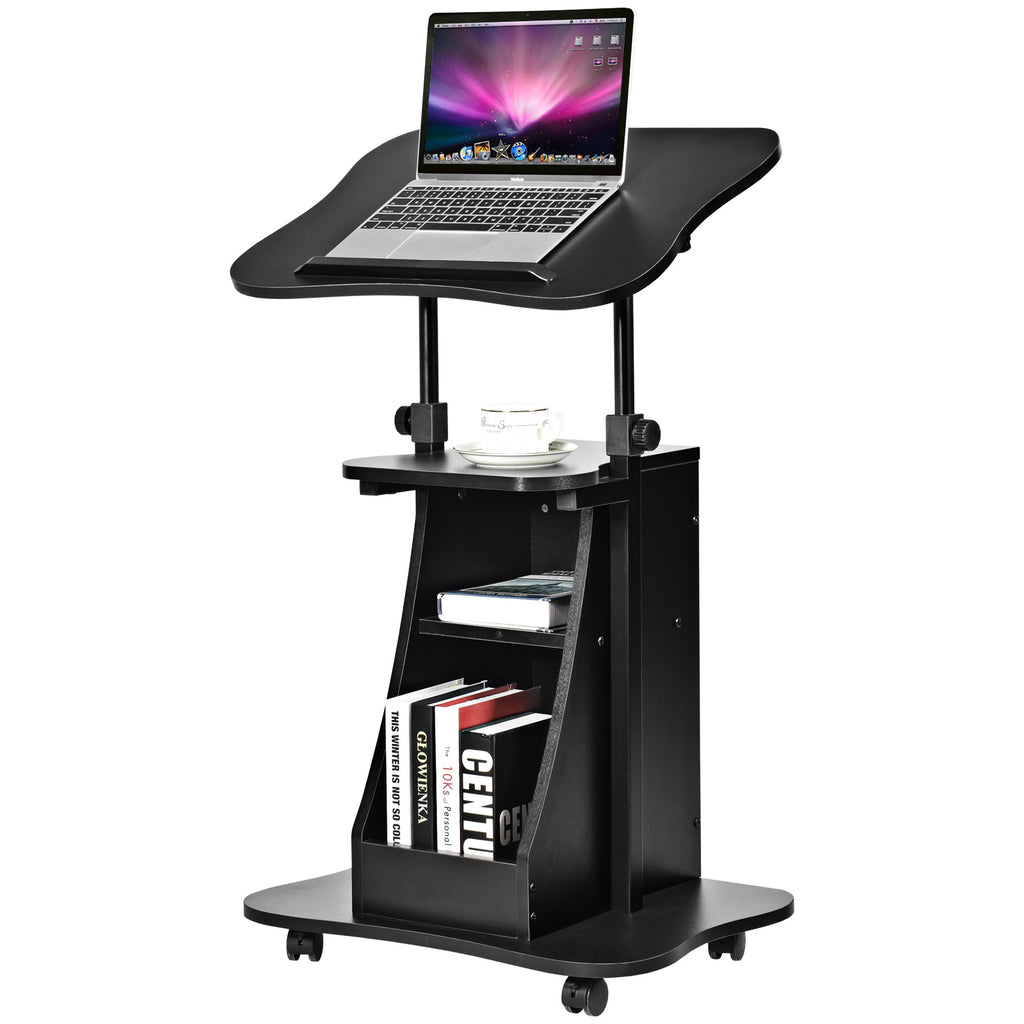 Height-Adjustable Laptop Cart - Portable Computer Stand with Wheels, Ideal for Workspace Flexibility and Comfort