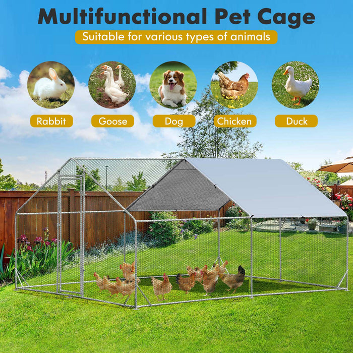 Large Spire-Shaped Coop - Chicken Coop with Sun-Protective Cover, Measuring 600 cm x 300 cm x 195 cm - Perfect Solution for Protecting Poultry From the Sun and Elements