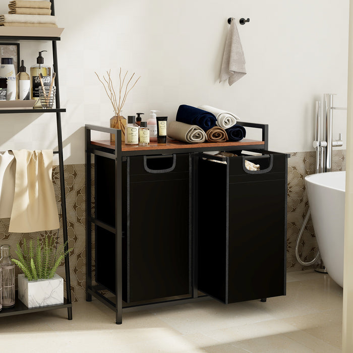 Laundry Hamper Organizer - Modern Hamper with Shelf and Dual Removable Bags - Ideal for Household Laundry Sorting Needs