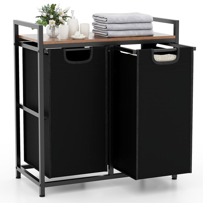 Laundry Hamper Organizer - Modern Hamper with Shelf and Dual Removable Bags - Ideal for Household Laundry Sorting Needs