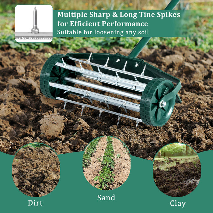 Manual Grass Roller - Lawn Spike Aerators with Protective Fender - Ideal for Gardening Enthusiasts and Greenkeepers