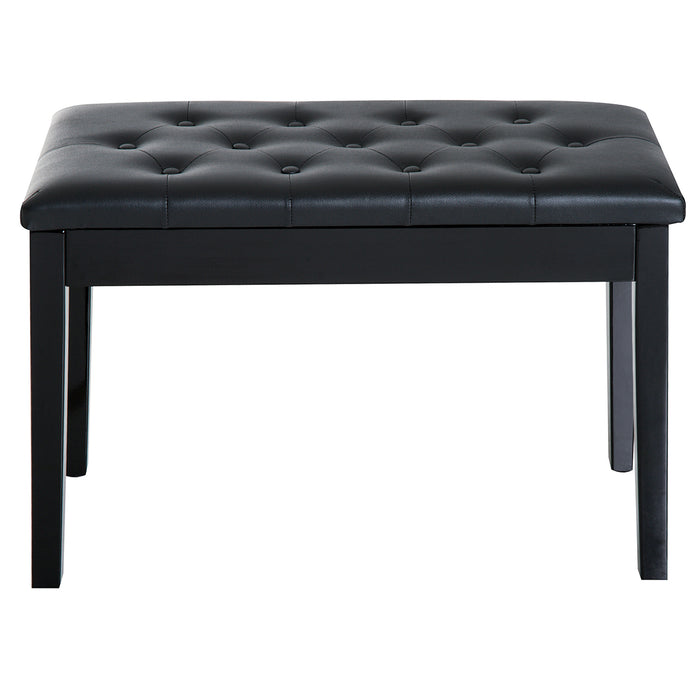 Deluxe PU Leather Piano Bench - Elegant Black Upholstered Makeup Stool with Storage Compartment - Perfect for Musicians and Vanity Tables