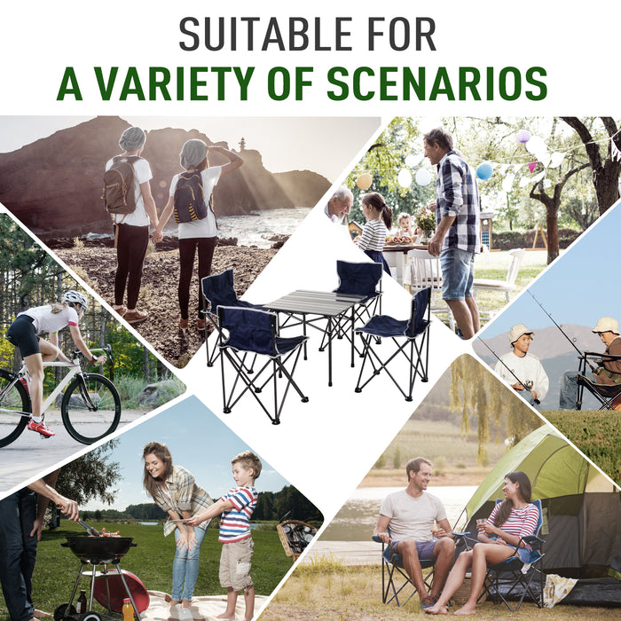 5-Piece Camping Table & Chair Set - Foldable Aluminium Furniture with Roll-up Top, Lightweight and Portable - Ideal for Picnics and Outdoor Activities