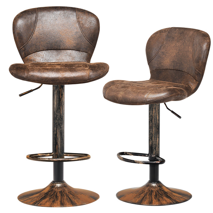 Leather Bar Stool - 2 Pieces with Adjustable Height, Swivel Gas Lift - Ideal for Comfortable Seating Adjustability
