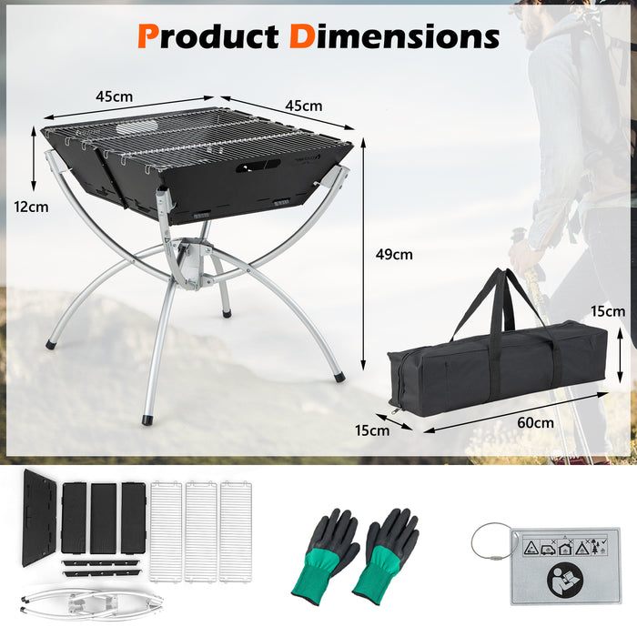 Outdoor Essentials - Camping Fire Pit & Cooking Grills Set with Carry Bag and Heat-resistant Gloves - Perfect for Outdoor Adventurers and BBQ Enthusiasts