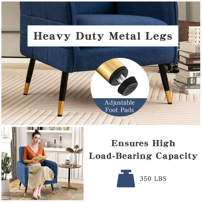 Linen Fabric Accent Chair - Single Sofa with Removable Seat Cushion in Beige - Ideal for Minimalist and Compact Spaces