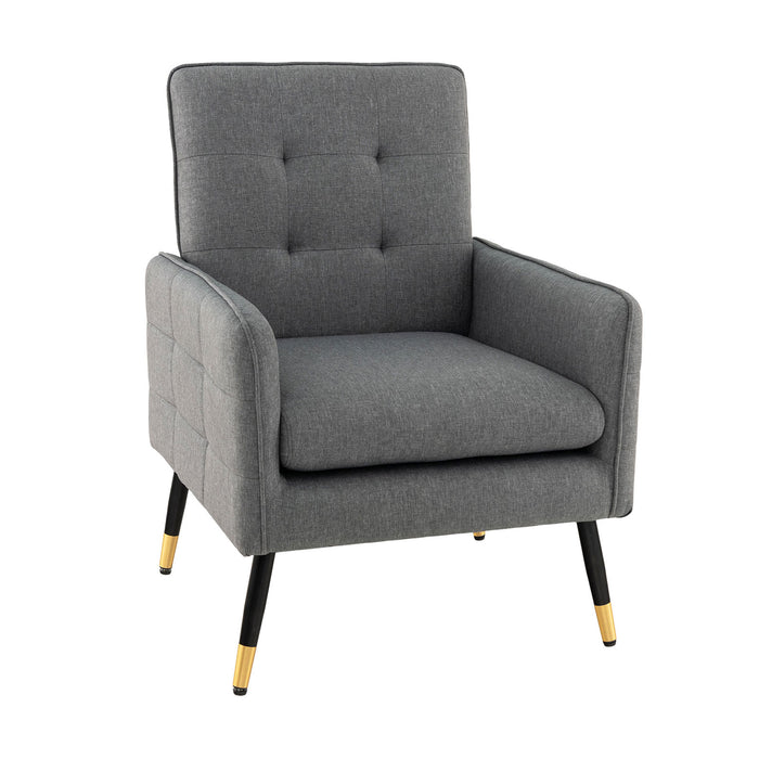 Linen Fabric Accent Chair - Single Sofa with Removable Seat Cushion in Beige - Ideal for Minimalist and Compact Spaces