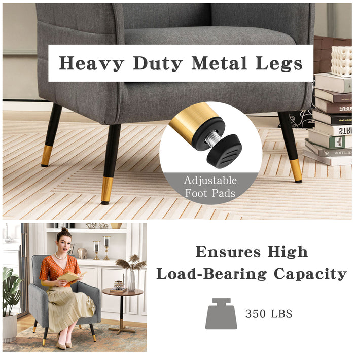 Linen Fabric Accent Chair - Single Sofa with Removable Seat Cushion in Beige - Ideal for Minimalist and Compact Spaces