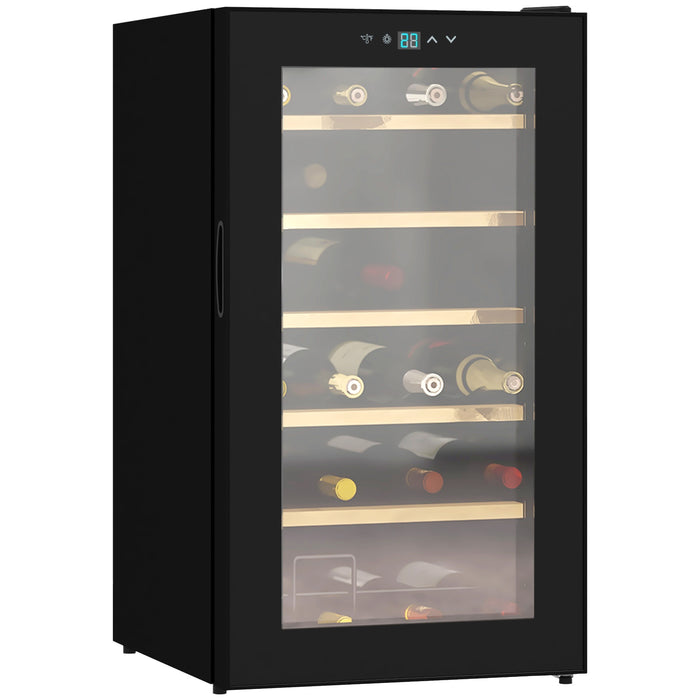24 Bottles Freestanding Wine Fridge - 65L Single Zone Cooler with Digital Touch Screen, LED Lighting, Glass Door - Ideal for Wine Enthusiasts and In-Home Bars