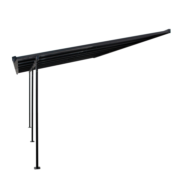 Outdoor 4.35x3m Wall-Mounted Gazebo Pergola - Aluminum Structure with Polycarbonate Roof - Ideal for Patio Shade and Shelter