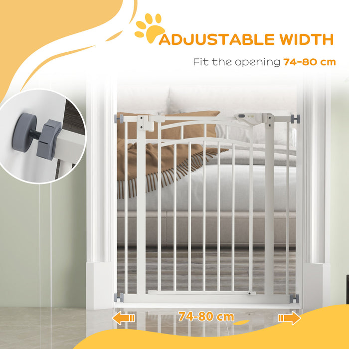 Pressure Fit Auto-Closing Stair Gate - Ideal for Dogs, Quick & Effortless Setup - Fits 74-80cm Openings, Keeps Pets Safe