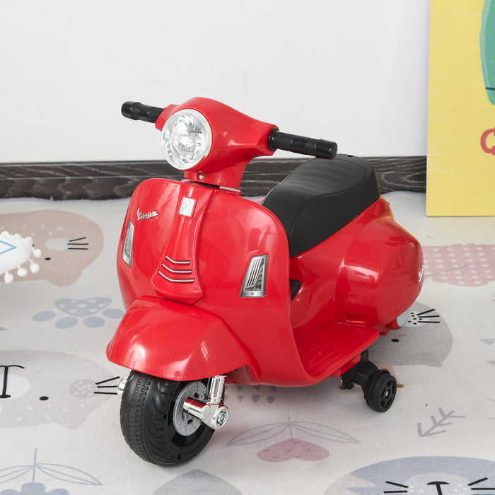 Vespa Electric Trike for Kids - Battery-Powered Motorcycle with Horn and Headlight, 6V Ride-On Toy - Ideal for Toddlers 18-36 Months in Vibrant Red