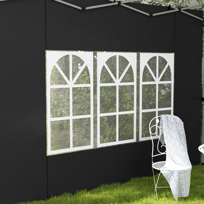 Gazebo Side Panels with Window - Fits 3x3m or 3x4m Pop Up Gazebos, Black, 2-Pack - Ideal for Outdoor Shelter Privacy and Protection