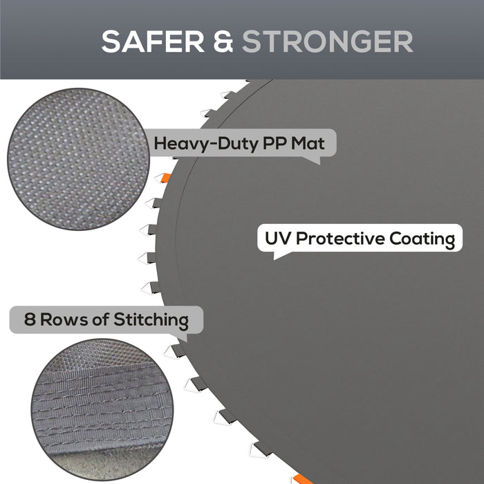 12ft Trampoline Replacement Mat with Spring Pull Tool - Durable Jumping Surface, 72 V-Hooks, Fits 14cm Springs - Perfect for Outdoor Family Fun