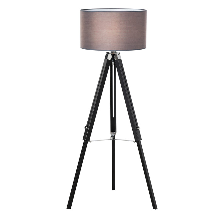 Modern Tripod Floor Lamp with Fabric Shade - Stylish Lighting for Living Room and Bedroom - Ideal for Ambient Home Decor (Bulb Not Included), Grey and Black