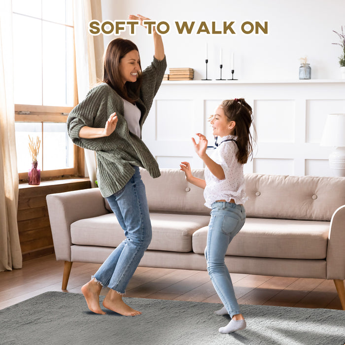 Luxurious Grey Fluffy Shag Rug - Plush Carpet for Living Room, Bedroom, Dining Area, 120x200 cm - Cozy Home Decor and Comfort Underfoot