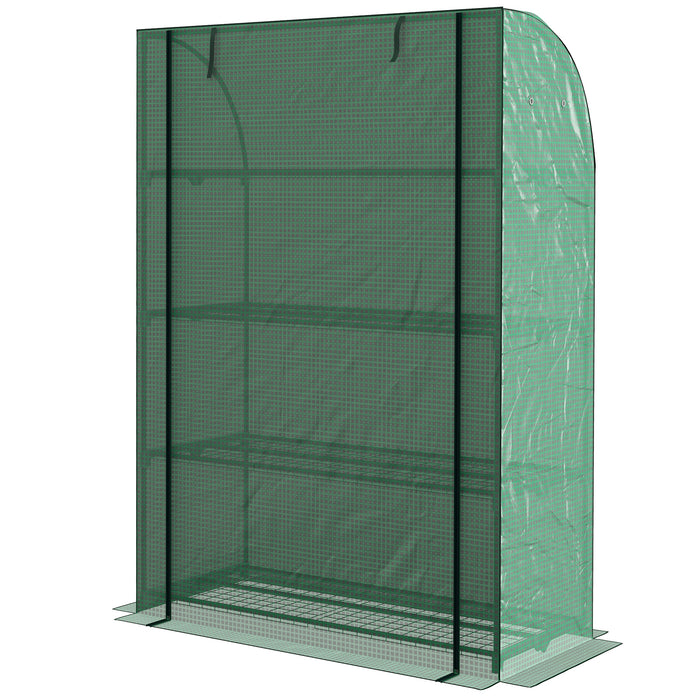 4 Tier Mini Greenhouse - Reinforced PE Cover, Roll-up Door, Wire Shelves, 170x120x50cm - Ideal for Gardeners and Seedling Growth