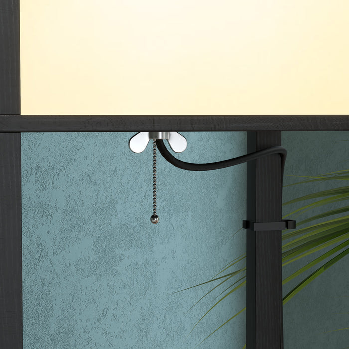 Modern Dual Ambient Shelf Floor Lamp - 156cm Black Standing Light for Living Room and Bedroom - Stylish Space-Saving & Illumination Solution