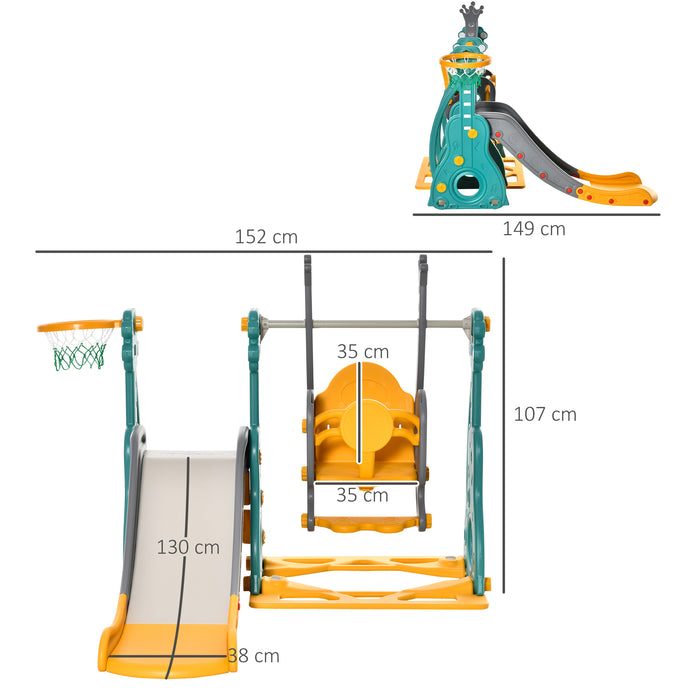 Kids 3-in-1 Swing Set with Basketball Hoop - Adjustable Seat, Slide and Swing for Toddlers - Versatile Playground for Indoor and Outdoor Fun