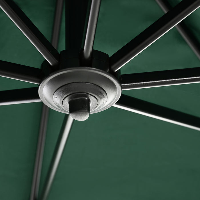 Outdoor Green Parasol Umbrella - 360° Rotatable, Large 245x245x248cm Coverage - Ideal Sunshade for Patio, Garden, or Deck