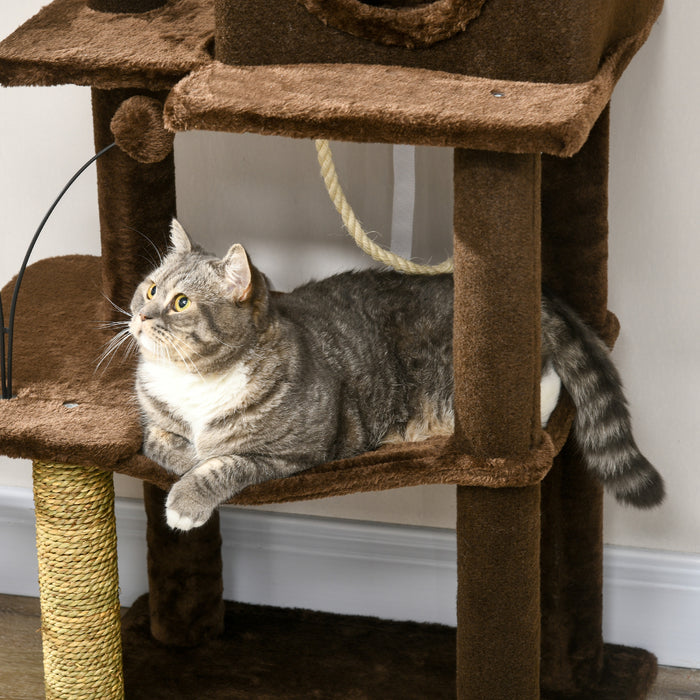 Modern 136cm Cat Tree Tower - Indoor Scratching Posts, Multi-Level House & Platforms with Toy Ball - Ideal for Playful Cats and Kittens