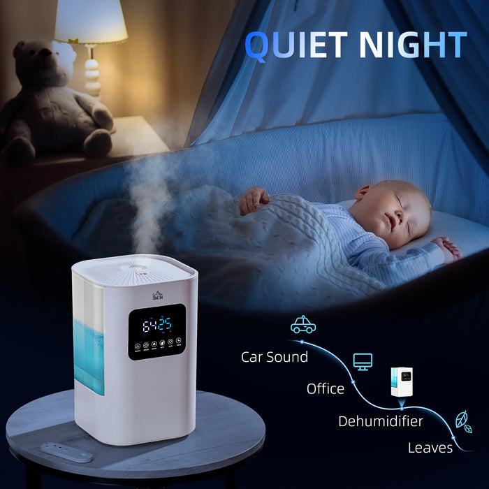 Warm & Cool Mist Humidifier 6L - Bedroom Air Humidifier with LED Display, Quiet Operation, Remote Control - Auto Mode, 13H Runtime for 20㎡ Spaces, White
