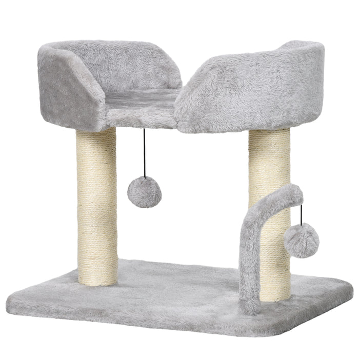 Indoor Cat Activity Center - 42cm Tall with Toy Balls and Sisal Scratching Post - Ideal for Playful Kittens and Cats