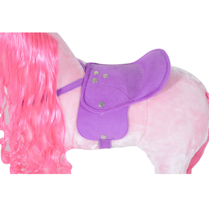 Plush Pink Horse Ride-On Toy with Sound Effects - Kid-Friendly Walking Horse Stuffed Animal - Fun Indoor & Outdoor Play for Children