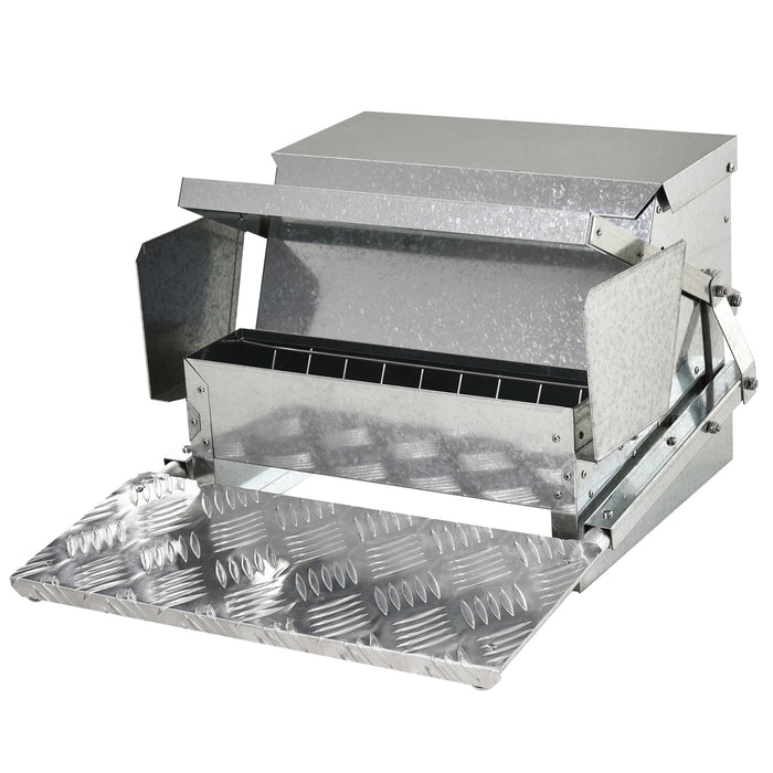 11.5kg Capacity Chicken Poultry Feeder - Durable Galvanized Steel & Aluminium, Automatic Dispensing - Weatherproof Solution for Outdoor Poultry Feeding