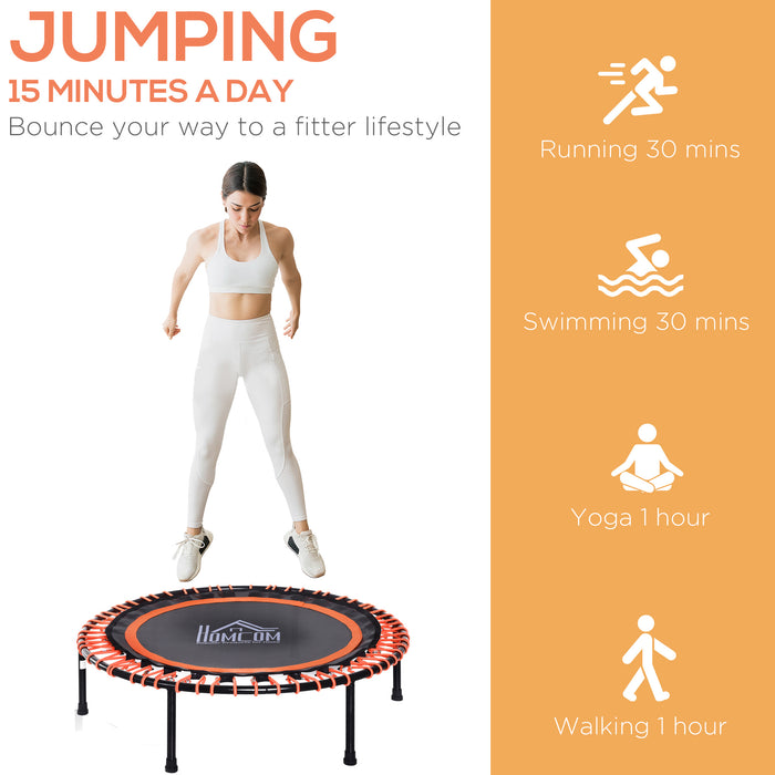 Mini Round Trampoline - Aerobic Bungee Rebounder for Fitness Jumps - Perfect Home Exercise Equipment for Adults & Kids